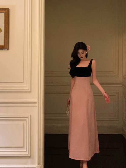 Elegante vestido de fiesta rosa burdeos con escote cuadrado y sin mangas para cumpleaños número 23. Ideas de vestidos de cumpleaños para mujeres (DP1388).