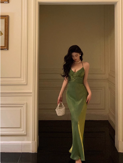 Elegant Sheath Spaghetti Straps Green Sleeveless Burgundy 23rd Birthday Dress Party Gown Birthday Outfits Birthday Dress Ideas For Women DP1413