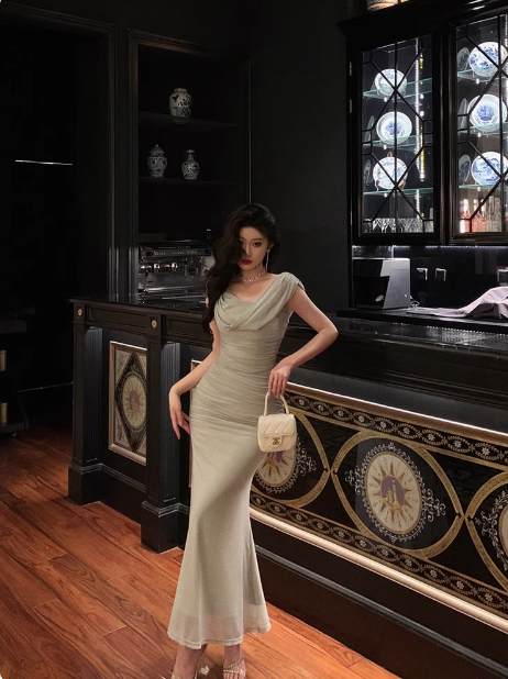 Elegante vestido de tul verde sin mangas para cumpleaños número 23. Ideas de vestidos de cumpleaños para mujeres (DP1417)