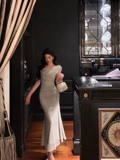 Elegante vestido de tul verde sin mangas para cumpleaños número 23. Ideas de vestidos de cumpleaños para mujeres (DP1417)