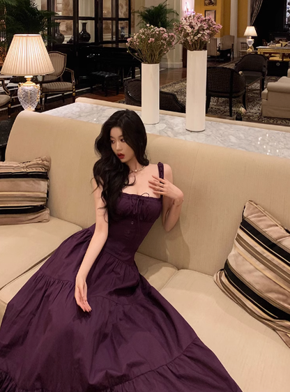 Elegant A Line Square Grape Sleeveless 23rd Birthday Dress Party Gown Birthday Outfits Birthday Dress Ideas For Women DP1429