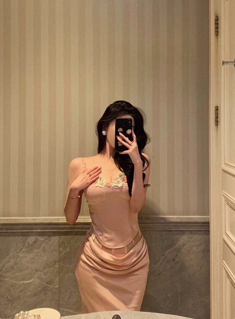 Elegante vestido de sirena de 2 piezas de satén rosa sin mangas para cumpleaños número 21, vestido de noche, atuendos de cumpleaños, ideas para vestidos de cumpleaños para mujeres DP1442