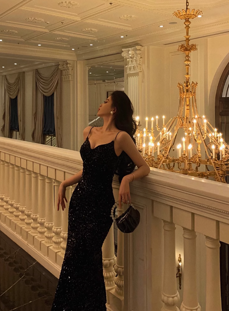 Elegant Mermaid Black Sequin 21st Birthday Dress Party Gown Birthday Outfits Birthday Dress Ideas For Women DP1449
