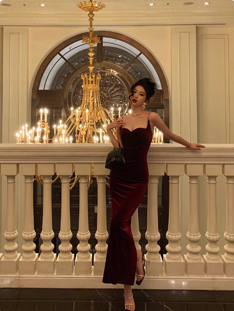 Sexy Mermaid Wine Red Velvet 21st Birthday Dress Party Gown Birthday Outfits Birthday Dress Ideas For Women DP1461