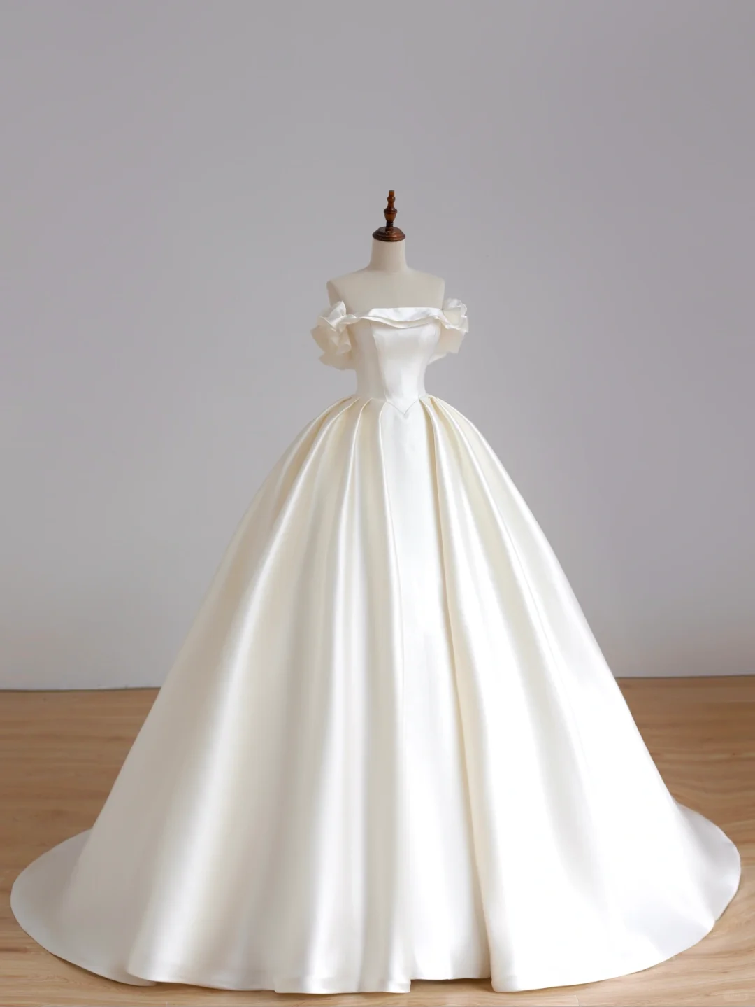 Vestido de novia atemporal, vestido de fiesta sin tirantes, color marfil, satén, vestidos de novia DP1511