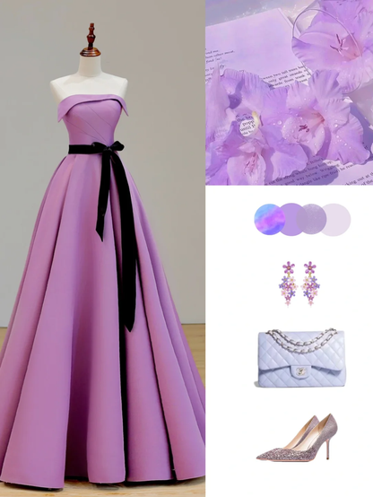 Elegante vestido de fiesta de cumpleaños número 21, corte A, sin tirantes, de satén lila, ideal para mujeres (DP1526)