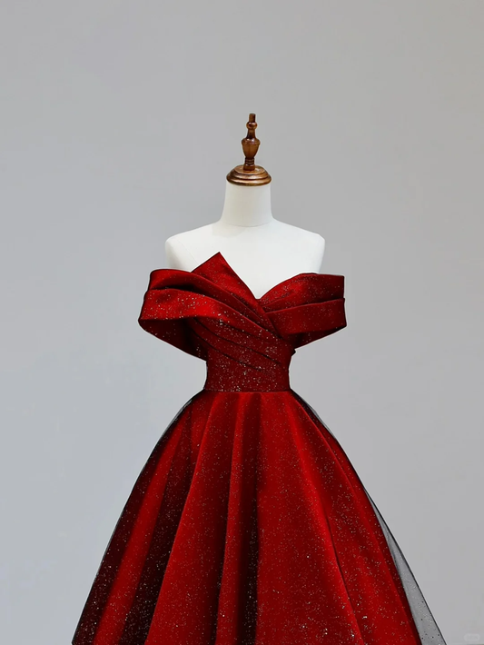 Elegant Glamour Ball Gown Off The Shoulder Red Prom Dress Party Dress Long Evening Dresses DP1537