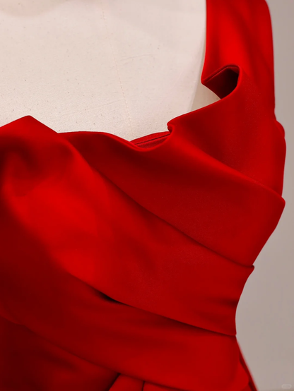 Elegant Glamour Mermaid One Shoulder Red Prom Dress Party Dress Long Evening Dresses DP1541