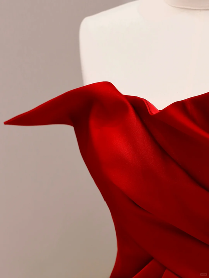 Elegant Glamour Mermaid One Shoulder Red Prom Dress Party Dress Long Evening Dresses DP1541