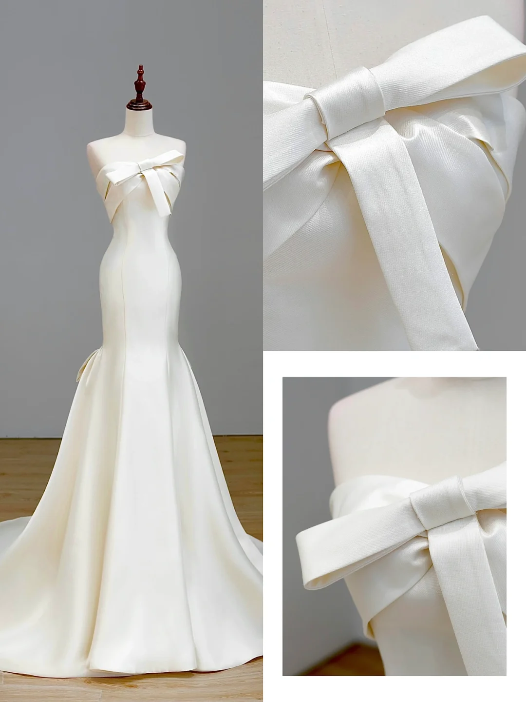Ethereal Wedding Dress Mermaid Strapless Satin White Wedding Dresses Bridal Gowns DP1553