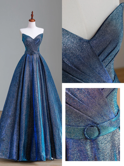 Elegante vestido de fiesta glamuroso con escote corazón y lentejuelas azules para 21 cumpleaños, vestido de noche, atuendos de cumpleaños, vestido de noche para mujer DP1556