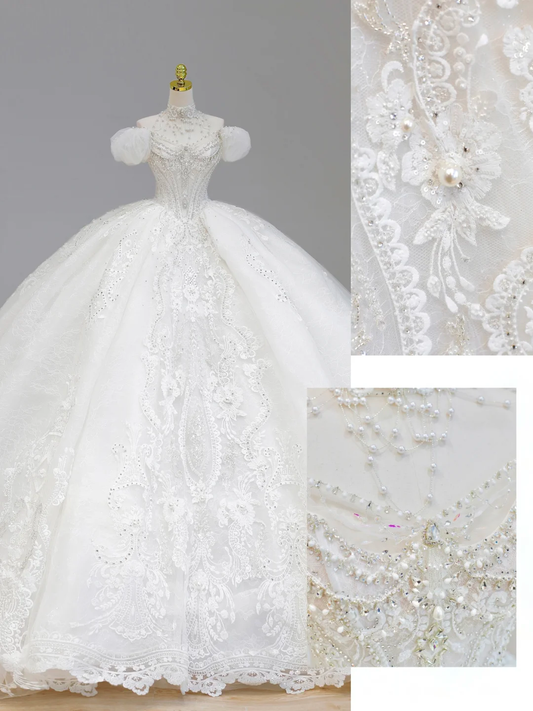 Vestido de novia de ensueño, vestido de fiesta con hombros descubiertos y lentejuelas blancas, vestidos de novia DP1583