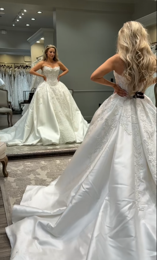 Vestido de novia clásico, vestido de fiesta, escote corazón, encaje, blanco, vestidos de novia minimalistas DP1590