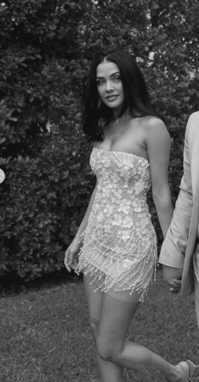 Vestido de novia rústico, sin tirantes, blanco, con lentejuelas, corto, para verano, DP1608