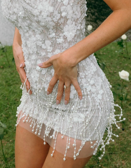 Vestido de novia rústico, sin tirantes, blanco, con lentejuelas, corto, para verano, DP1608