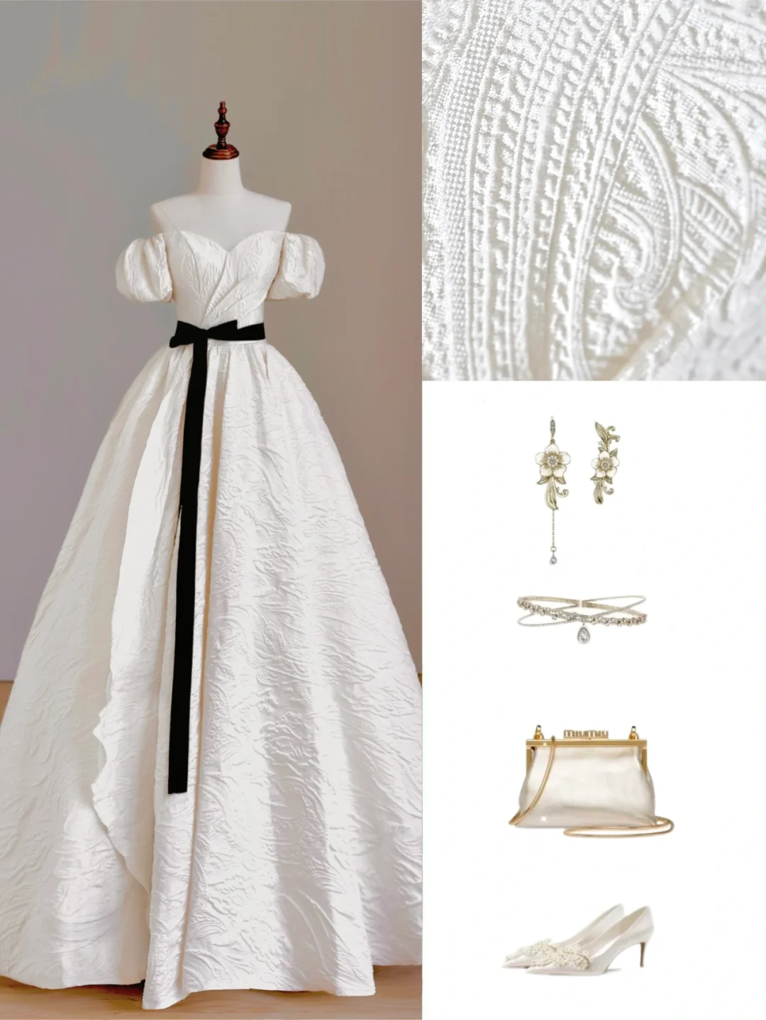 Vestido de novia etéreo, de satén blanco, con hombros descubiertos, DP1636