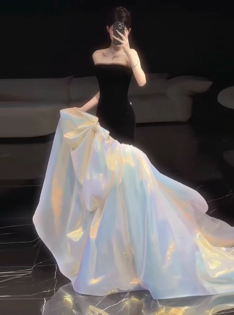 Elegante vestido de noche negro sin tirantes estilo sirena para 21 cumpleaños, ideal para mujer, DP1644