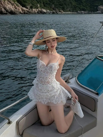 Vestido corto de encaje con tirantes finos y corte en A para cumpleaños de verano, vestido Hoco, atuendo para fiesta de cumpleaños número 23, DP1709