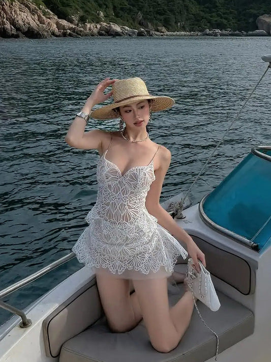 Vestido corto de encaje con tirantes finos y corte en A para cumpleaños de verano, vestido Hoco, atuendo para fiesta de cumpleaños número 23, DP1709
