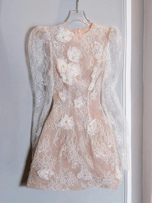Vestido corto de encaje blanco con escote en A, corte en A, para cumpleaños de verano, minivestido de fiesta para el 23.º cumpleaños, DP1714
