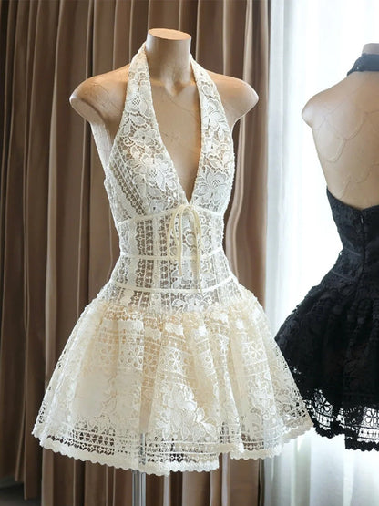 Vestido corto de verano con tirantes finos y encaje, corte A, para cumpleaños, minivestido de fiesta para 23 cumpleaños, DP1717
