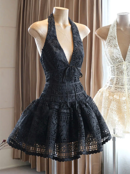 Vestido corto de verano con tirantes finos y encaje, corte A, para cumpleaños, minivestido de fiesta para 23 cumpleaños, DP1717