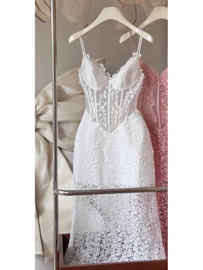 Vestido largo de verano con tirantes finos, corte A, encaje, para cumpleaños, graduación, fiesta de cumpleaños número 23, DP1722