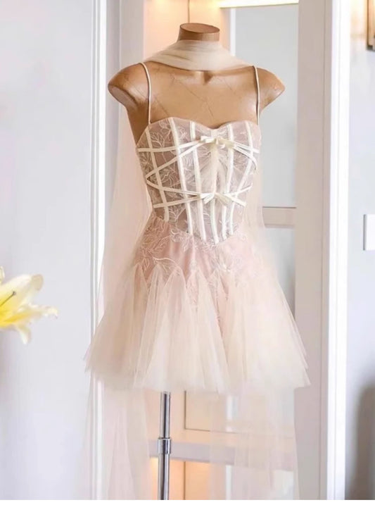 Vestido corto de verano con tirantes finos y bonito vestido de fiesta para cumpleaños, vestido de fiesta para el 23.º cumpleaños, minivestido DP1729