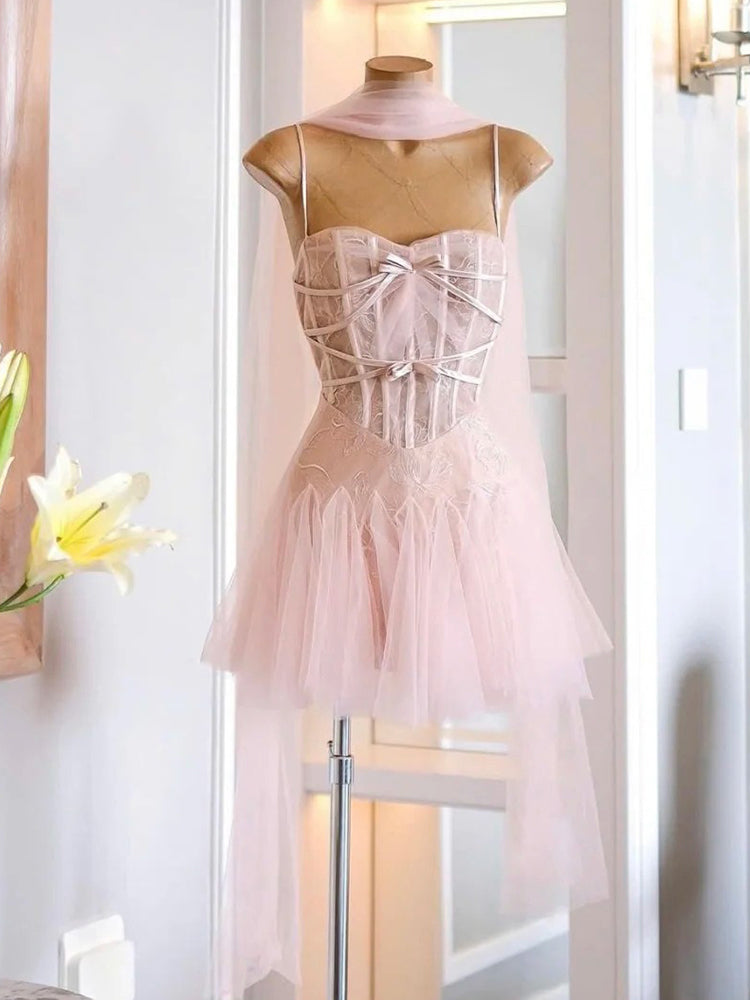 Vestido corto de verano con tirantes finos y bonito vestido de fiesta para cumpleaños, vestido de fiesta para el 23.º cumpleaños, minivestido DP1729