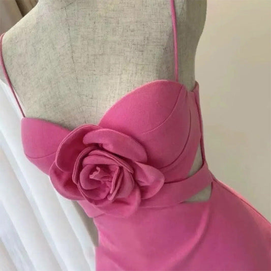 Vestido corto de satén rosa intenso con corte en A para cumpleaños de verano, minivestido de fiesta para el 23.º cumpleaños, DP1738