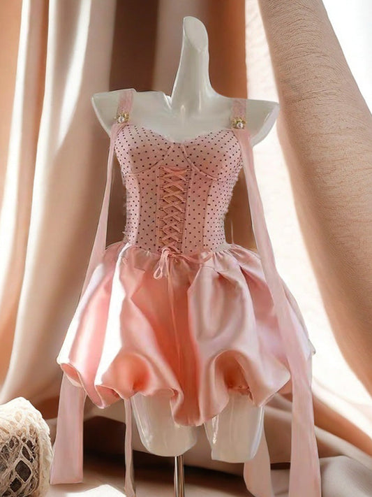 Vestido corto de satén rosa para fiesta de cumpleaños, minivestido de verano para fiesta de cumpleaños número 23, DP1739