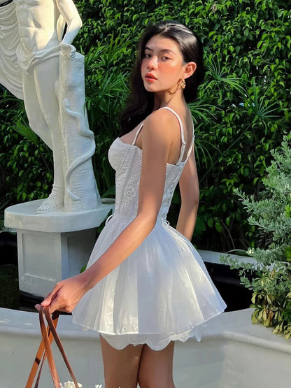 Vestido de verano con tirantes finos y encaje para fiesta de bienvenida, minivestido para 20 cumpleaños, vestido de cóctel DP1766