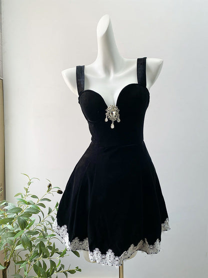 Cute A line Short Homecoming Dress Summer Black Little Black Dress Hoco Dresses Cocktail Dress For Senior Teens DP1776