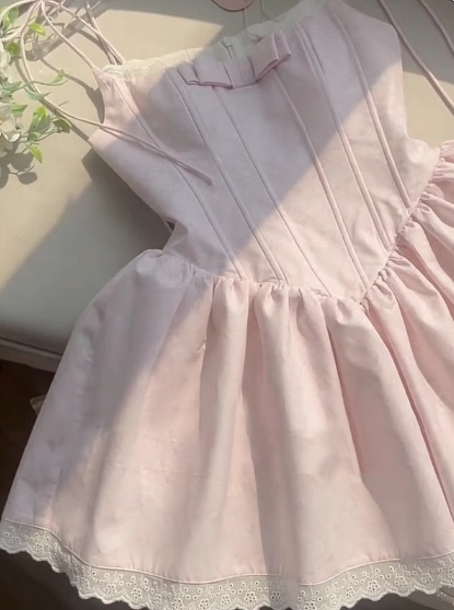 Vestido corto rosa de fiesta con tirantes finos, corte A, para verano, para adolescentes mayores, DP1781