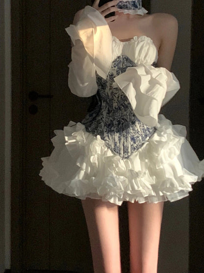 Vestido corto blanco de fiesta con escote corazón, bonito vestido de verano para adolescentes (DP1784)