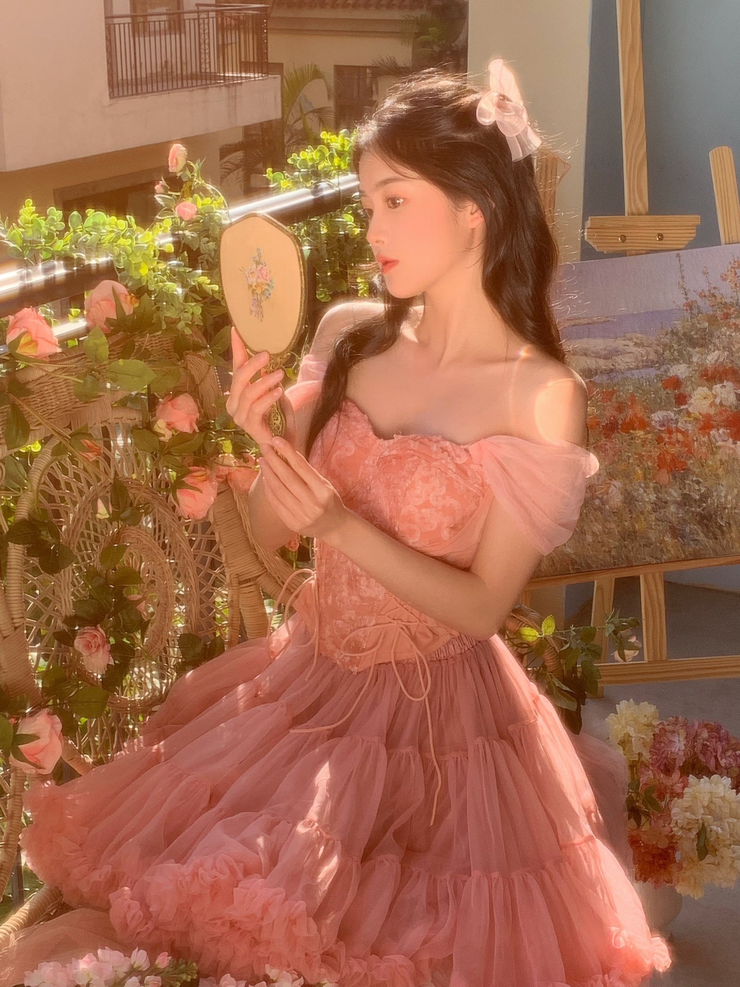 Vestido corto de encaje rosa con hombros descubiertos para fiesta de bienvenida, vestido de cóctel de verano rosa para adolescentes mayores DP1788