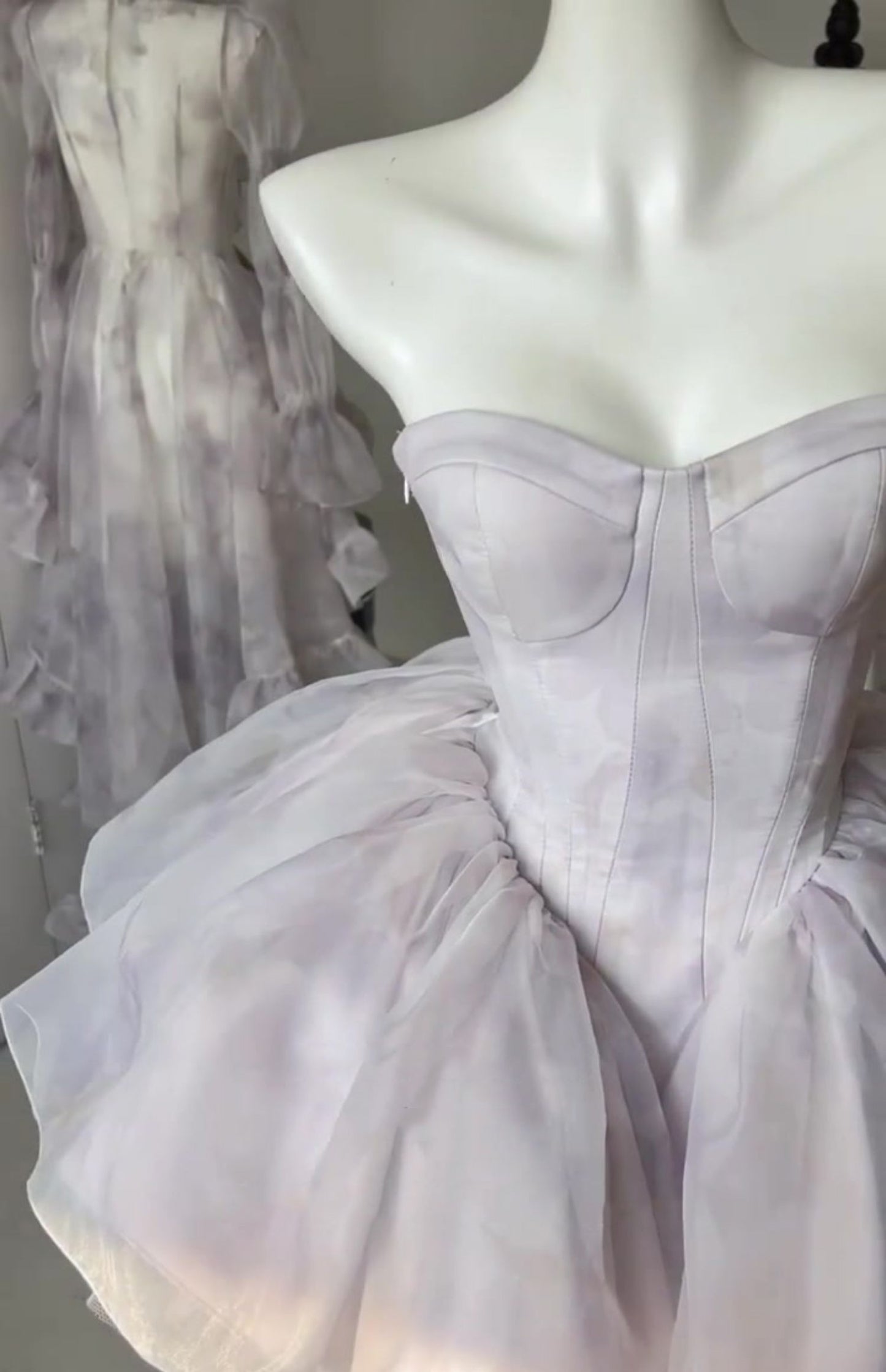 Pretty Ball Gown Short Lilac Tulle Homecoming Dress Summer Hoco Dresses Cocktail Dress For Senior Teens DP1791