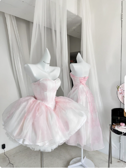 Pretty Ball Gown Short Sweetheart Pink Homecoming Dress Summer Hoco Dresses Cocktail Dress For Senior Teens DP1792