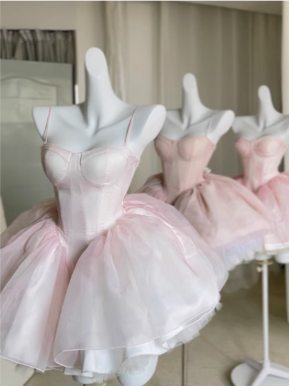 Pretty Ball Gown Short Sweetheart Pink Homecoming Dress Summer Hoco Dresses Cocktail Dress For Senior Teens DP1792