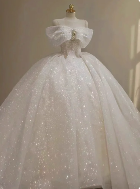Vestido de novia de ensueño, vestido de fiesta con hombros descubiertos y lentejuelas, DP1802