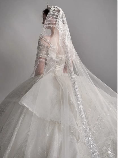 Vestido de novia de ensueño, vestido de fiesta con hombros descubiertos y lentejuelas, DP1805