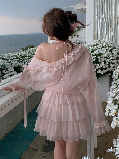 Vestido corto de verano de gasa rosa con corte en A para fiesta de bienvenida, minivestido para cumpleaños número 18, vestido de cóctel DP1862