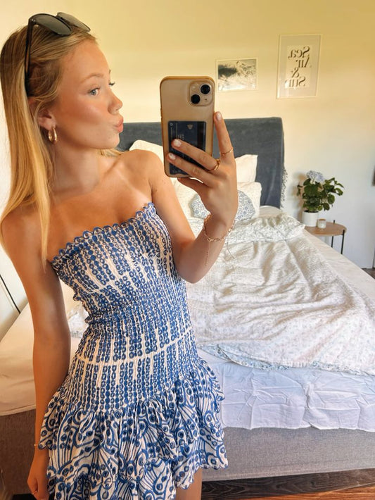 Vestido azul rey de verano, sin tirantes, para fiesta de bienvenida, minivestido para 18 cumpleaños, vestido de cóctel DP1906