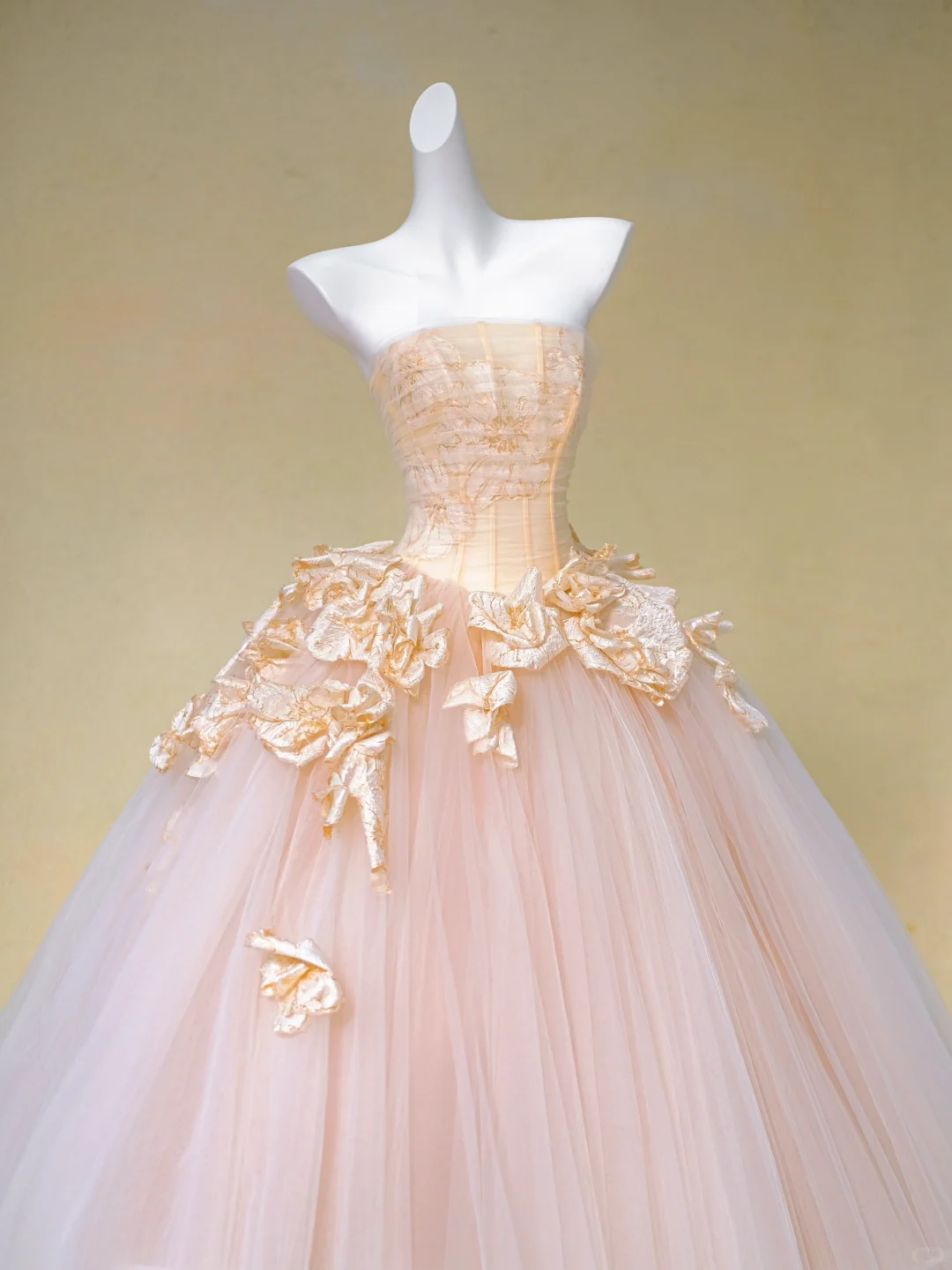 Hermoso vestido de novia largo sin tirantes de tul rosa con flores, DP1981