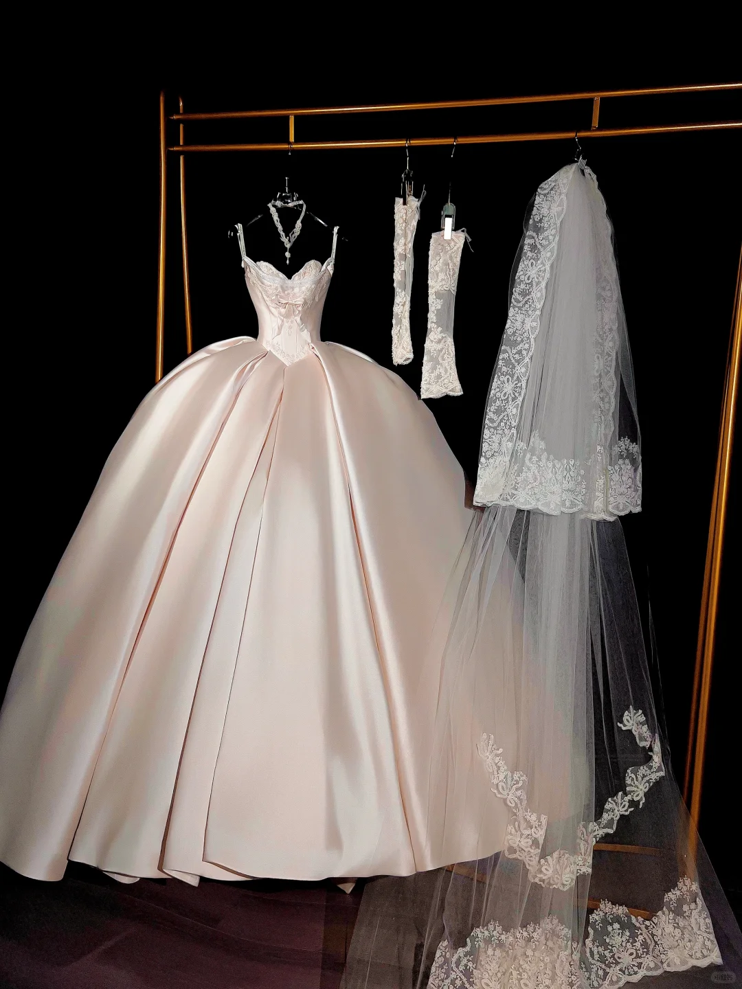 Vestido de novia rústico, corte corazón, satén, rosa claro, largo, DP1988