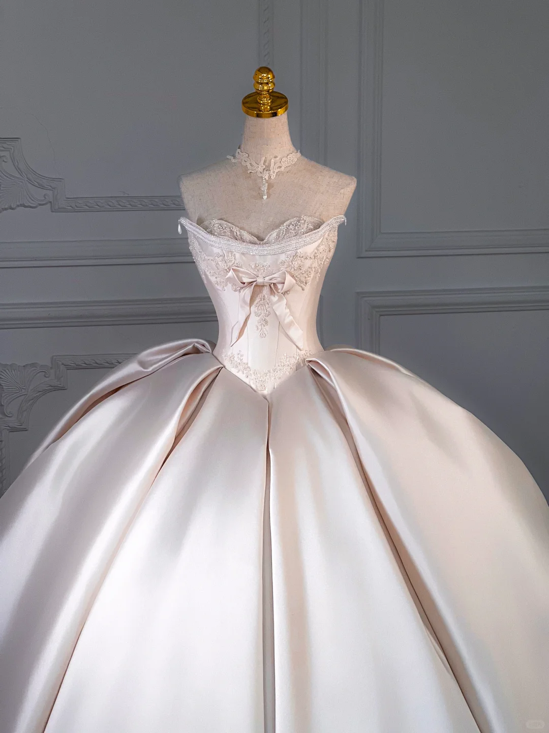 Vestido de novia rústico, corte corazón, satén, rosa claro, largo, DP1988