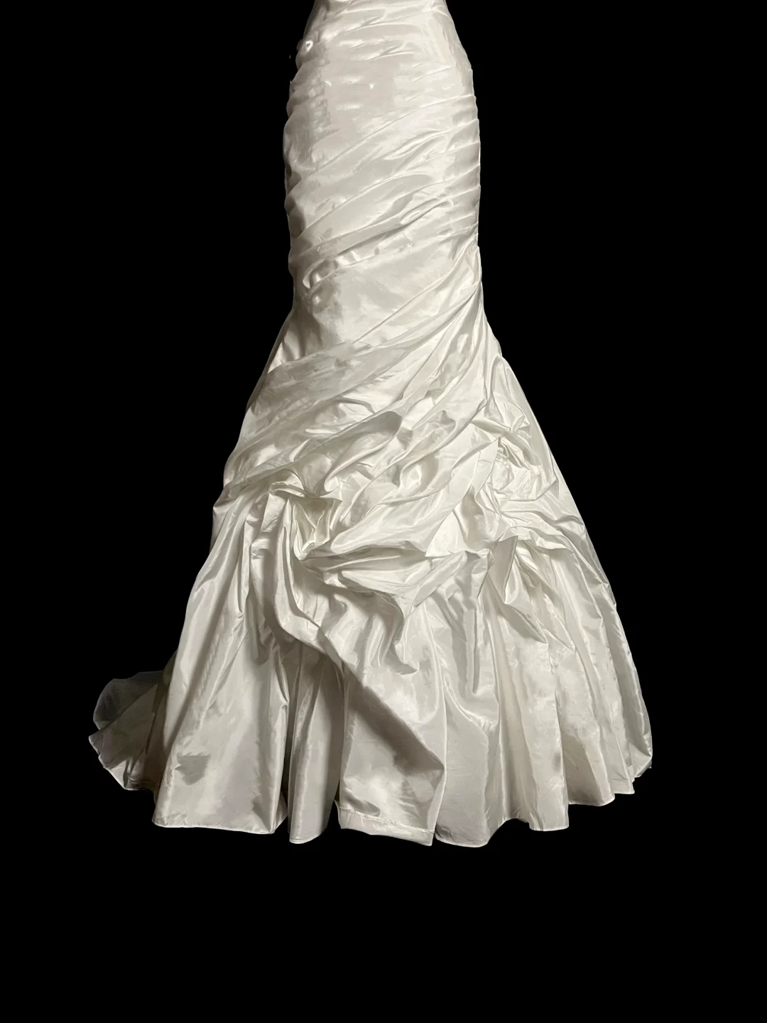 Vestido de novia retro de sirena sin tirantes, largo de satén color marfil con volantes, DP2026