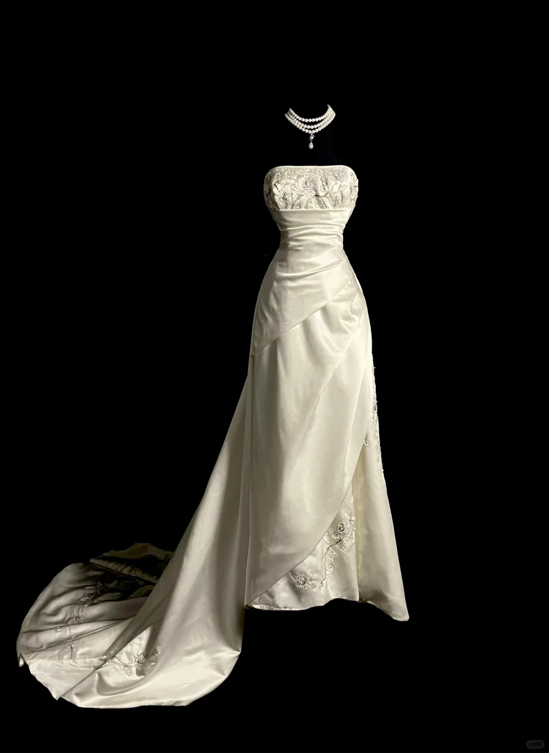 Vestido de novia vintage de corte A, sin tirantes, de satén blanco, largo, estilo retro de los años 70, DP2039