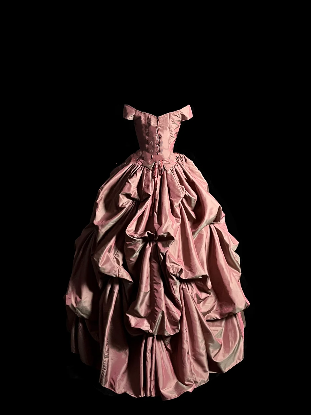 Vestido de fiesta modesto de tafetán rosa con hombros descubiertos, largo, para fiesta de graduación, para quinceañeras, DP2041