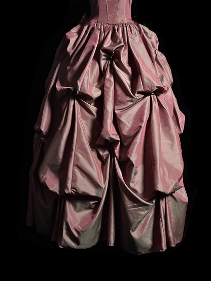 Vestido de fiesta modesto de tafetán rosa con hombros descubiertos, largo, para fiesta de graduación, para quinceañeras, DP2041